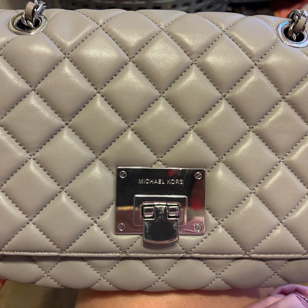 Michael Kors Gray Quilted Shoulder Bag EUC